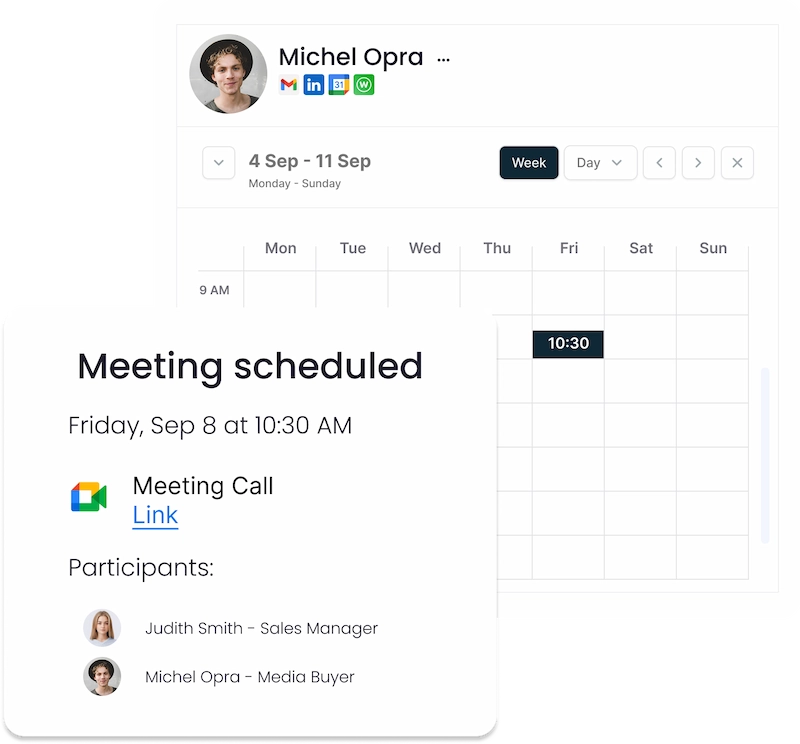 Intégration de l'API Google Calendar et Meet dans le CRM Intégration de l'agenda CRM avec les rendez-vous Google Meet programmés