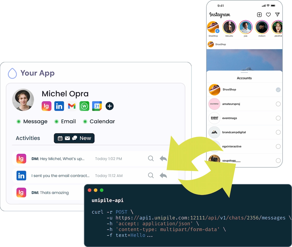 Instagram messaging integration using Unipile unified API