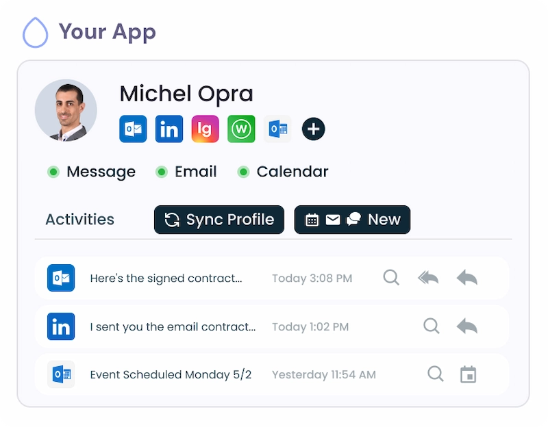 Integrazione API di Outlook che mostra le e-mail inviate e ricevute in un CRM