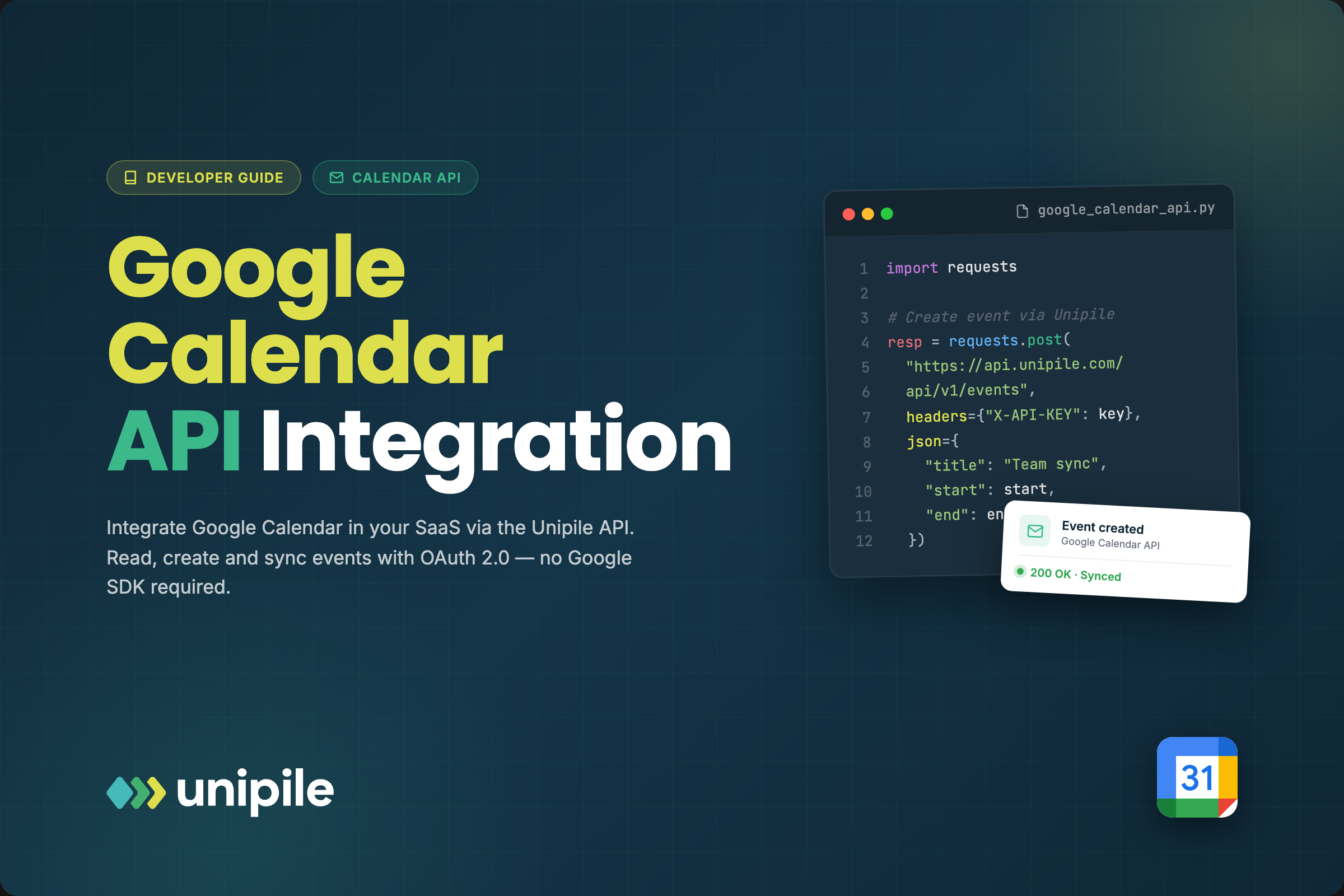 Guide to Google Calendar API Integration - Unipile